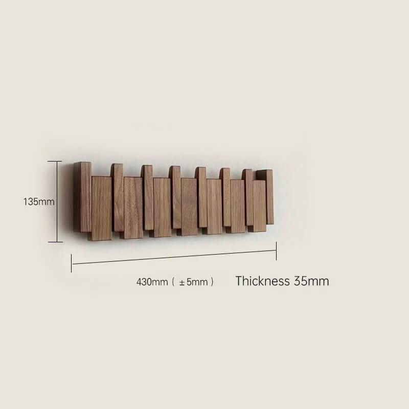Wall Hook Rack Foldable Natural Wood 5–8 Hooks