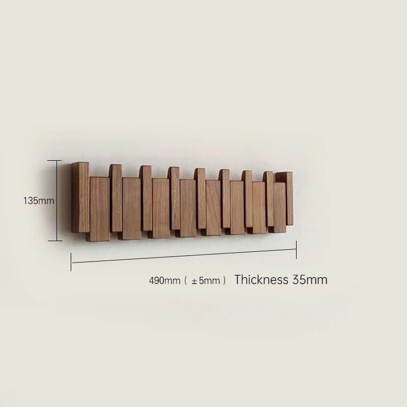 Wall Hook Rack Foldable Natural Wood 5–8 Hooks