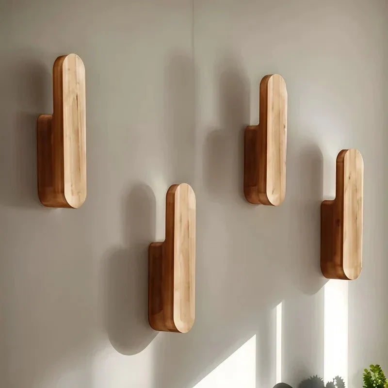 Wall Hooks Natural Wood Set of 4
