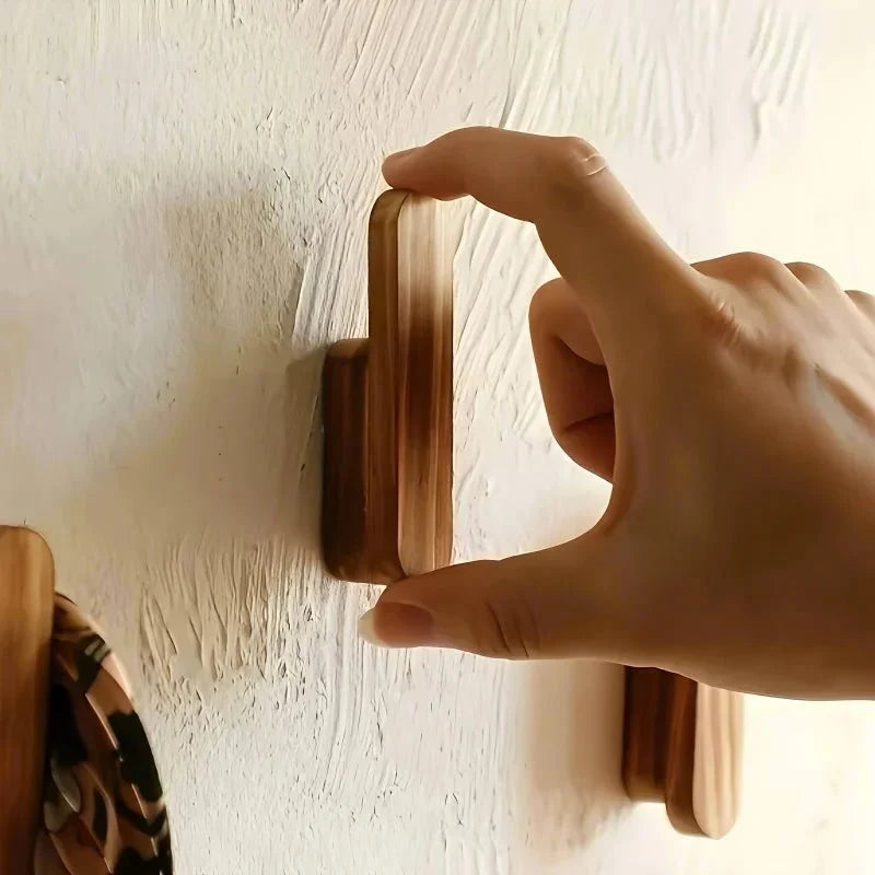 Wall Hooks Natural Wood Set of 4