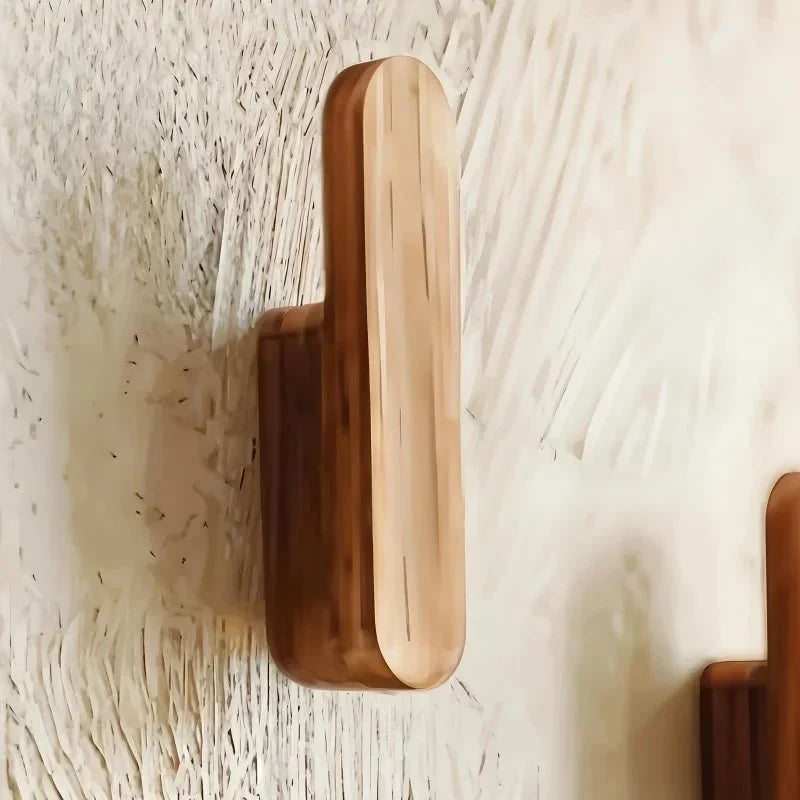 Wall Hooks Natural Wood Set of 4