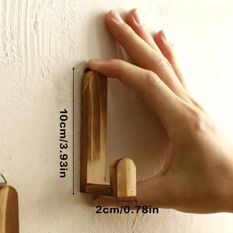 Wall Hooks Natural Wood Set of 4