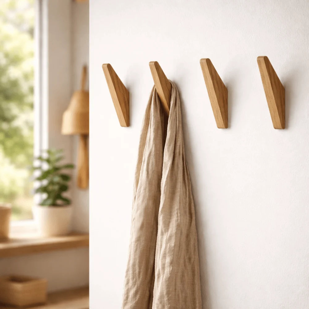 Wall Hooks Solid Wood Two-Tone Design