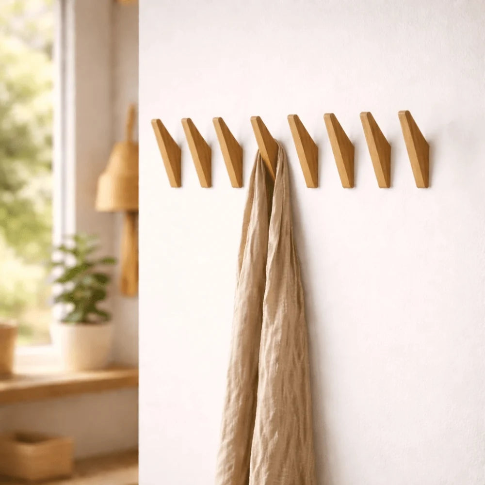 Wall Hooks Solid Wood Two-Tone Design