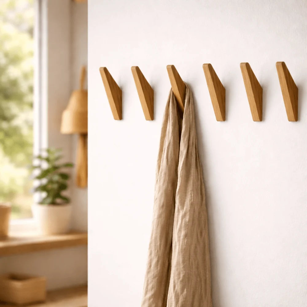 Wall Hooks Solid Wood Two-Tone Design