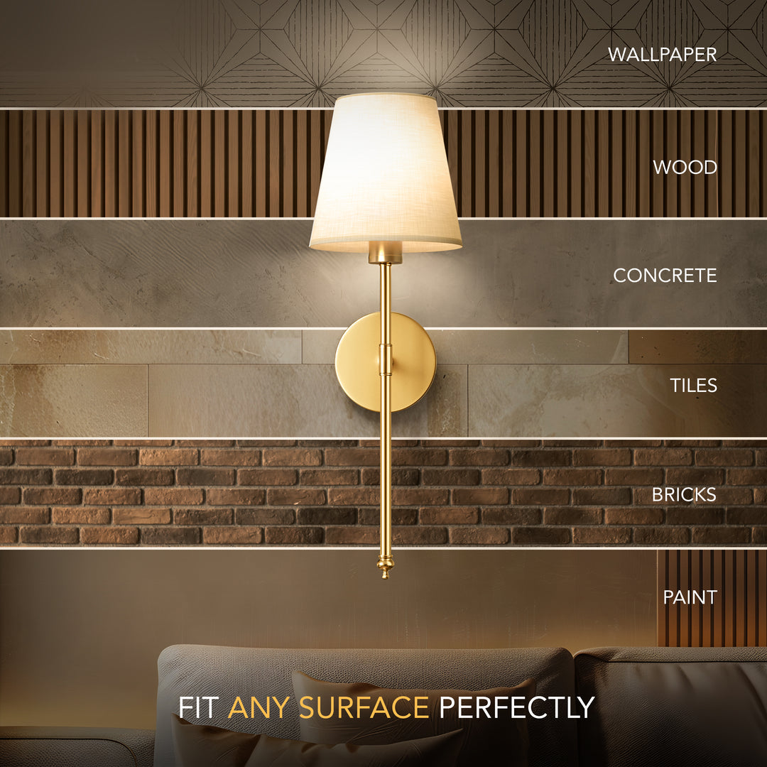 Wall Lamp Battery-Operated Remote Control No-Drill Adhesive Mount