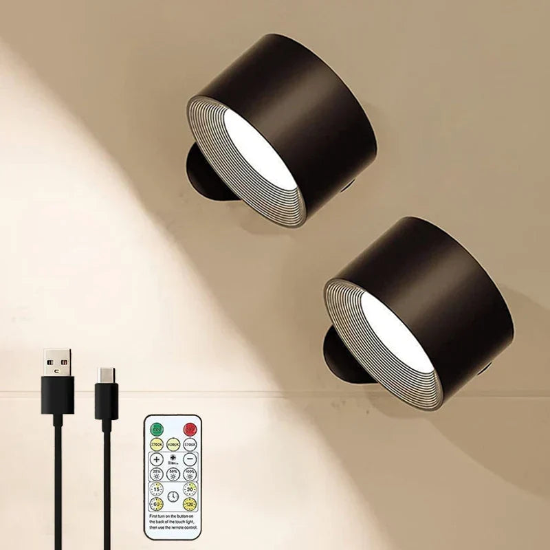 Wall Lamp Magnetic 360° Rotatable Rechargeable With Remote Control