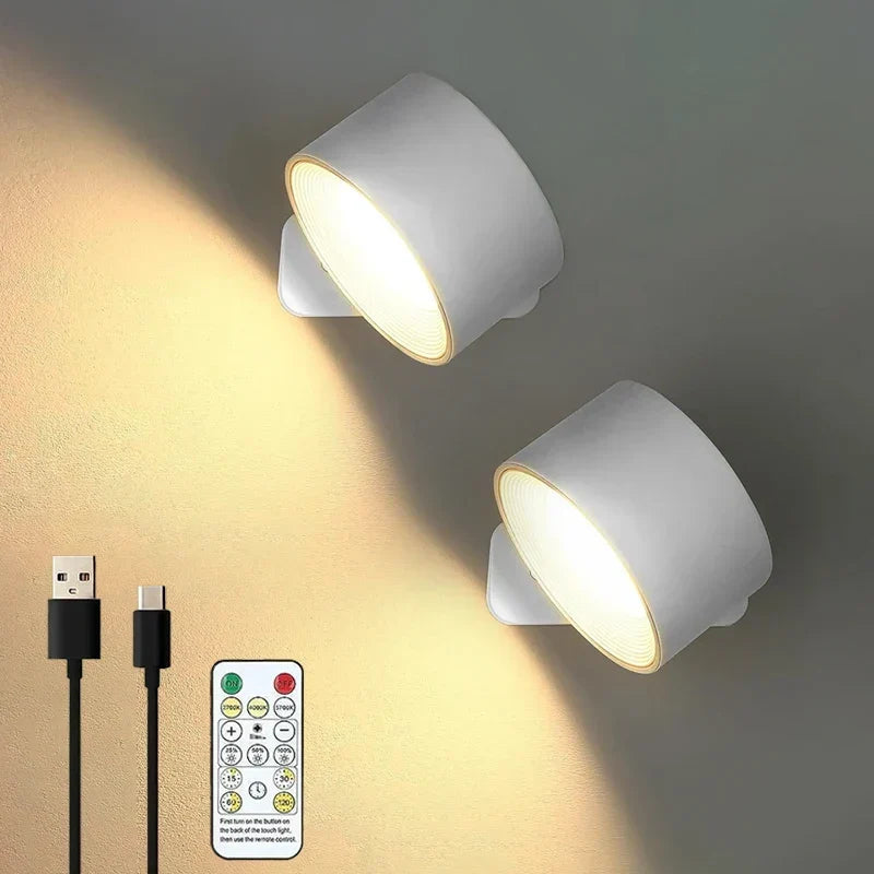 Wall Lamp Magnetic 360° Rotatable Rechargeable With Remote Control