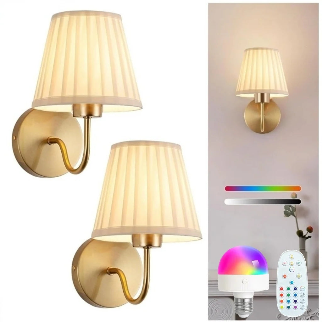 Wall Lamp Set Fabric Shade 2-Piece