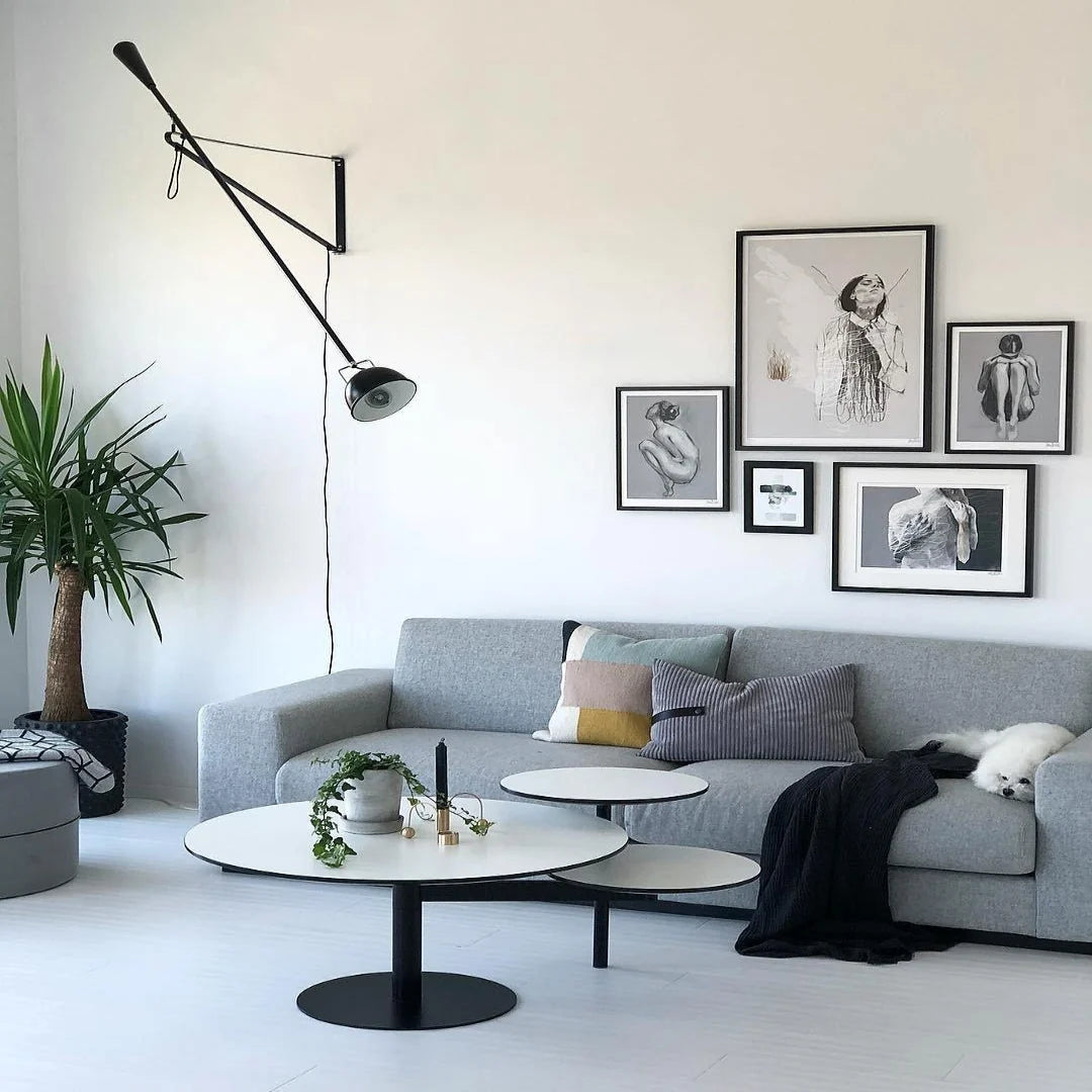 Wall Lamp Swing Arm Adjustable Cast Iron Counterweight