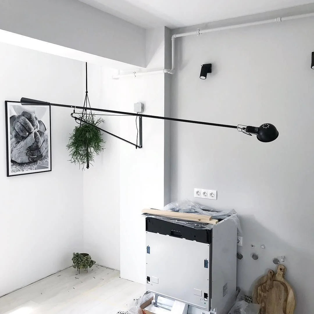 Wall Lamp Swing Arm Adjustable Cast Iron Counterweight