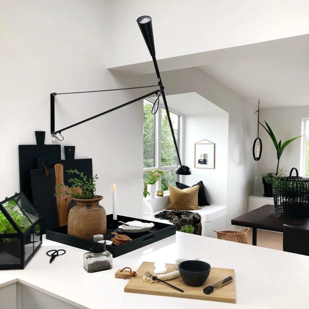 Wall Lamp Swing Arm Adjustable Cast Iron Counterweight