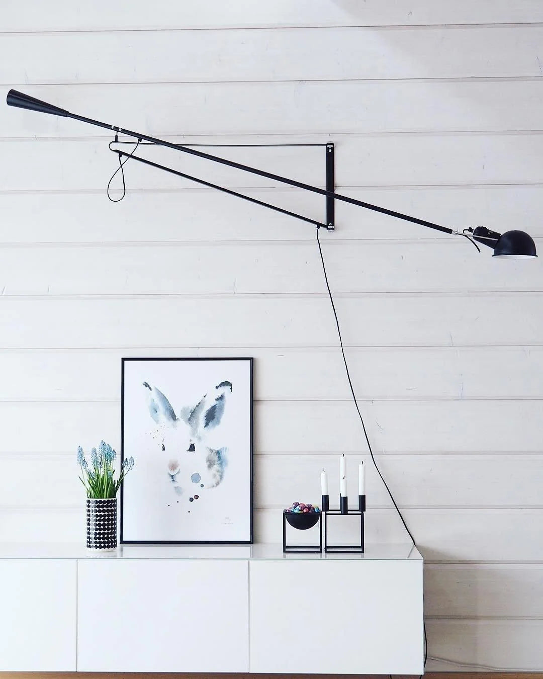 Wall Lamp Swing Arm Adjustable Cast Iron Counterweight