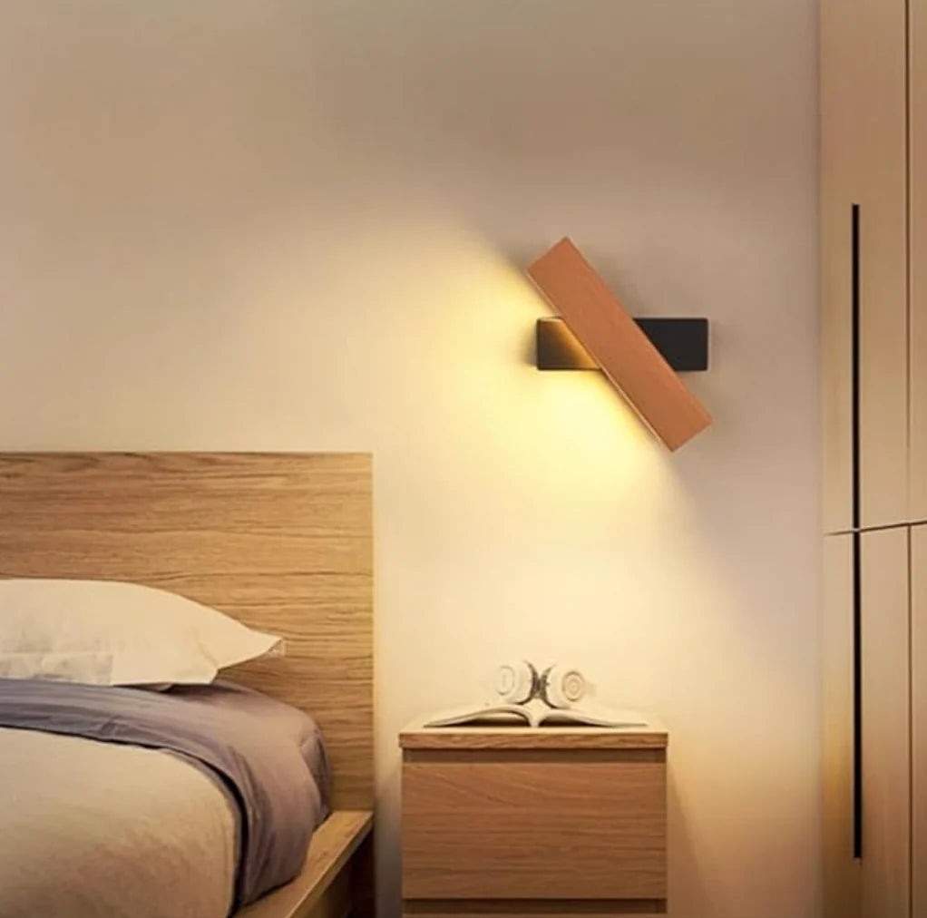 Wall Light 360° Swivel Integrated LED Wood & Aluminum Construction