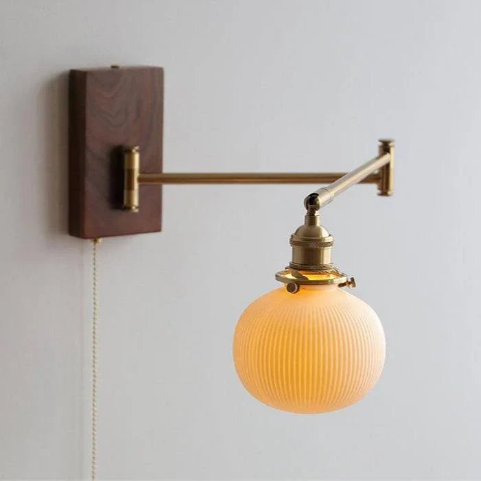 Wall Light Adjustable Swivel Arm Ribbed Ceramic Shade