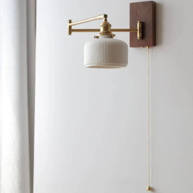 Wall Light Adjustable Swivel Arm Ribbed Ceramic Shade