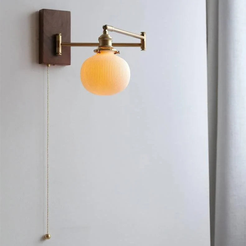 Wall Light Adjustable Swivel Arm Ribbed Ceramic Shade