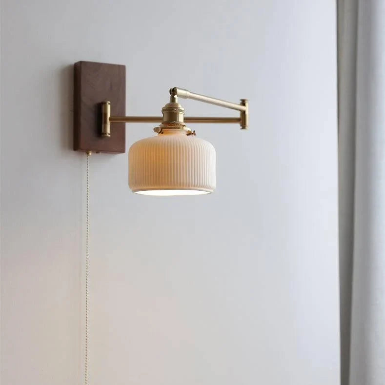 Wall Light Adjustable Swivel Arm Ribbed Ceramic Shade