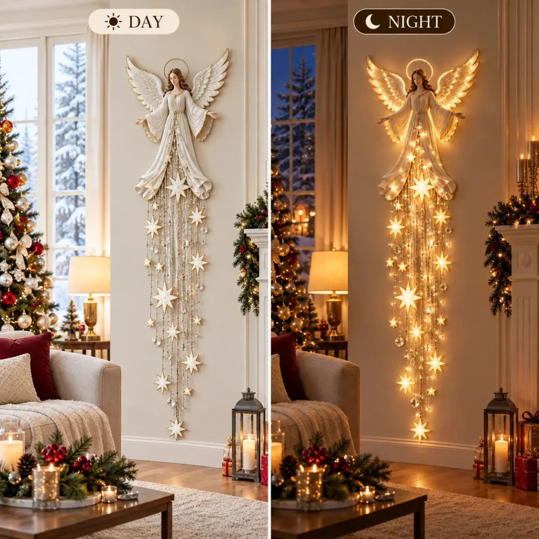 Wall Light Angel Design Cascading Stars Warm Golden-White Glow
