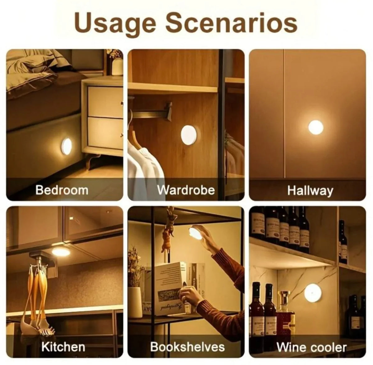 Wall Light Motion Sensor Rechargeable Magnetic Mount 360° Rotatable
