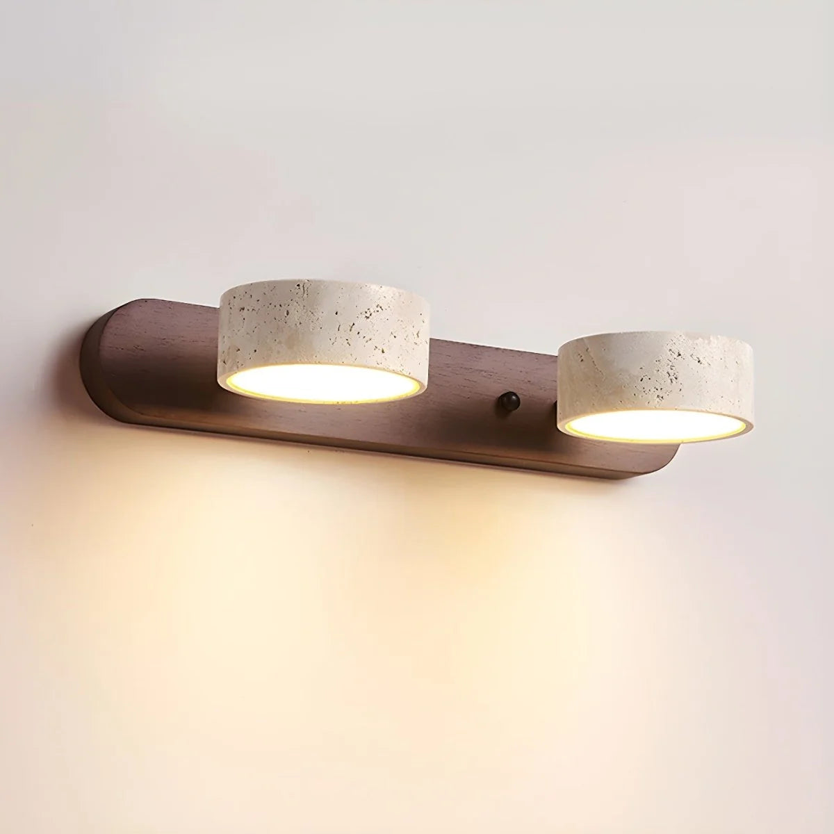 Wall Light Natural Travertine & Wood Integrated LED