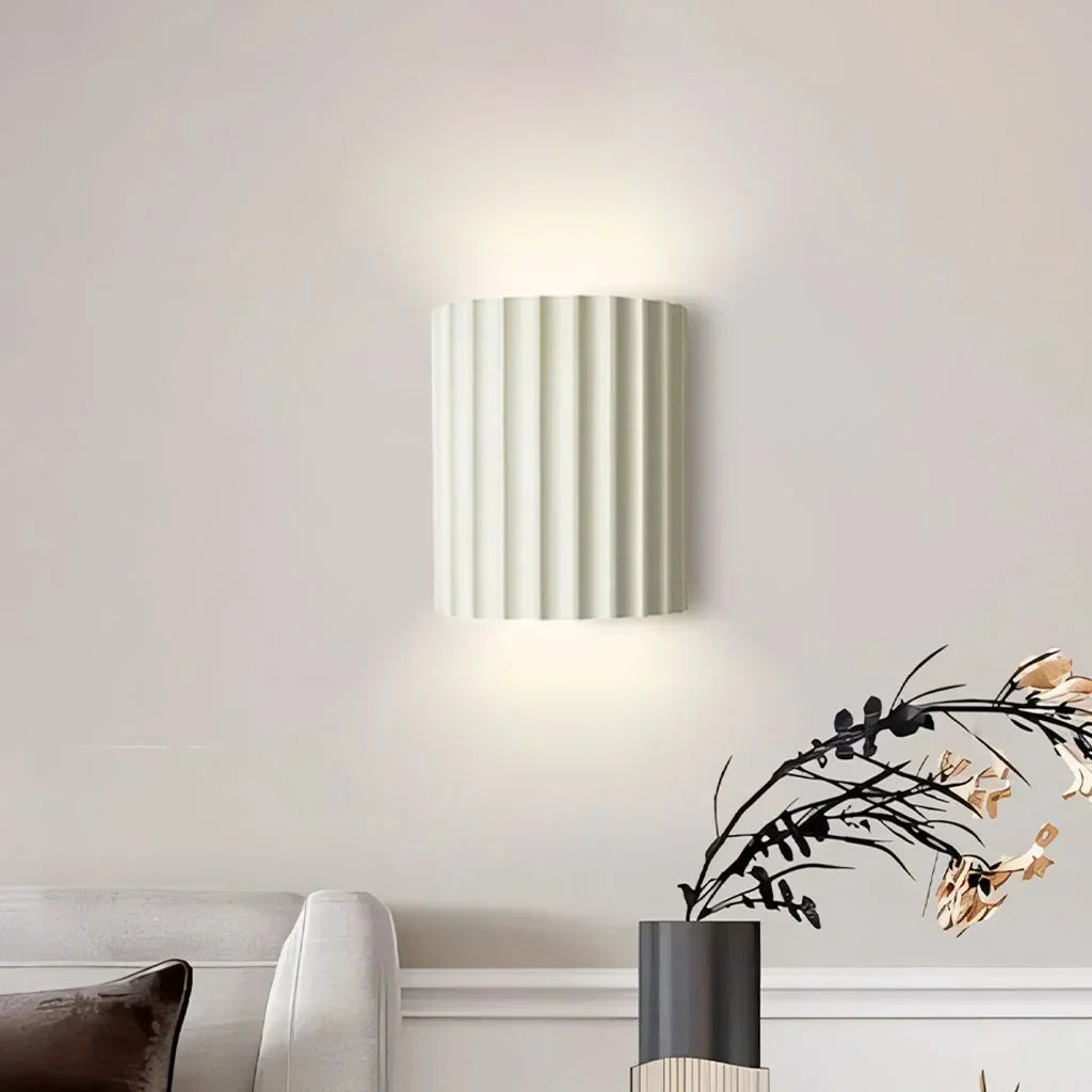Wall Light Ribbed Resin Flat-Mount Design