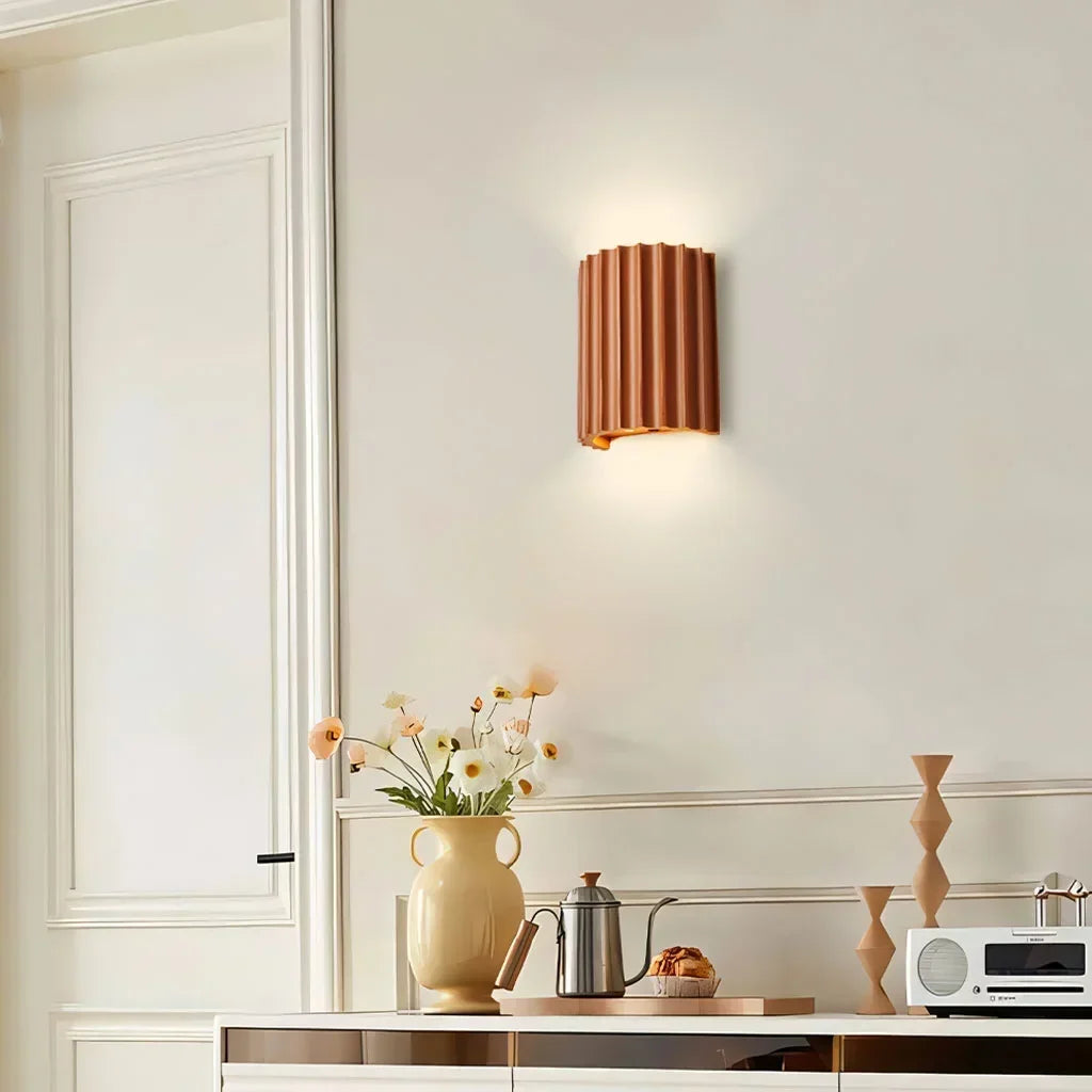 Wall Light Ribbed Resin Flat-Mount Design