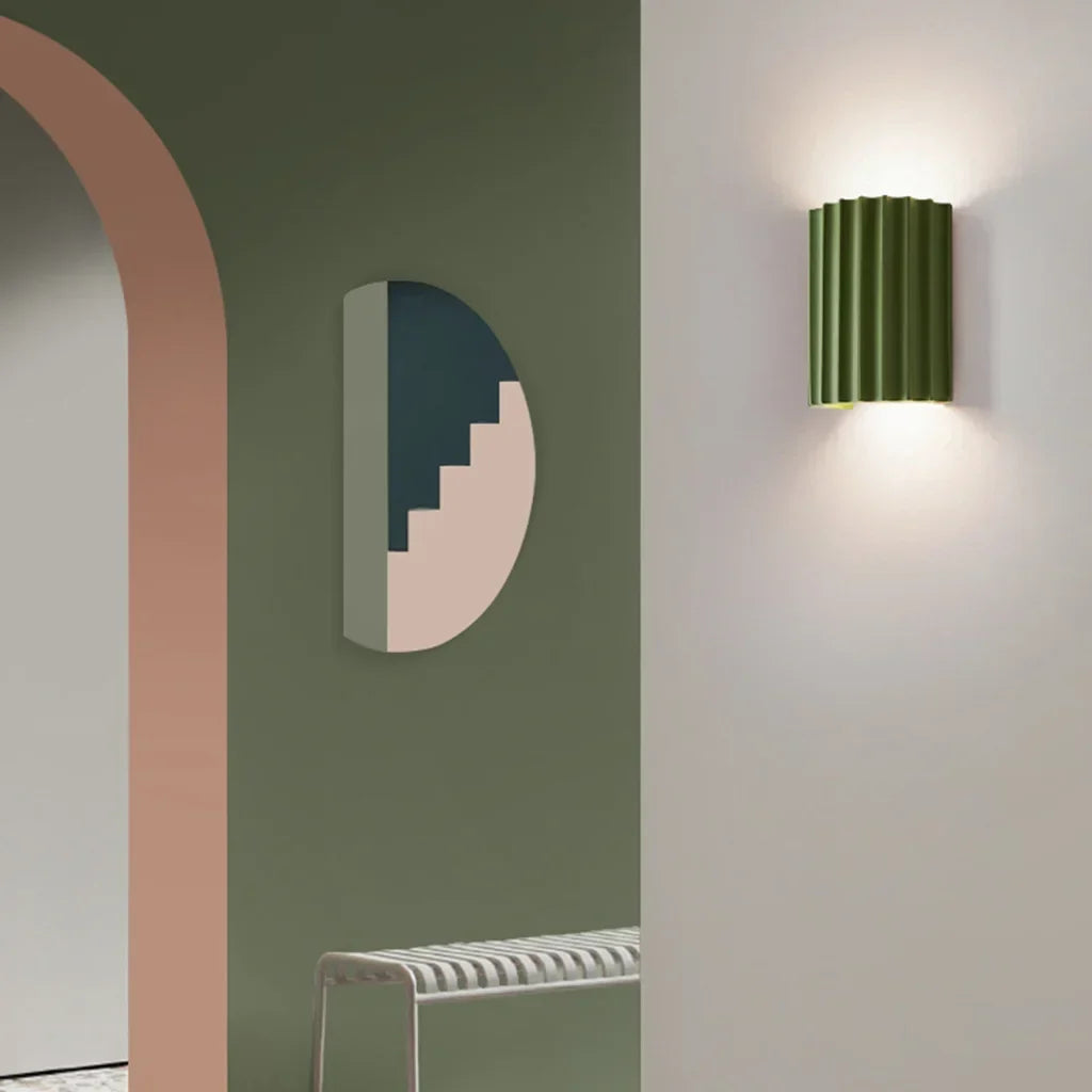 Wall Light Ribbed Resin Flat-Mount Design