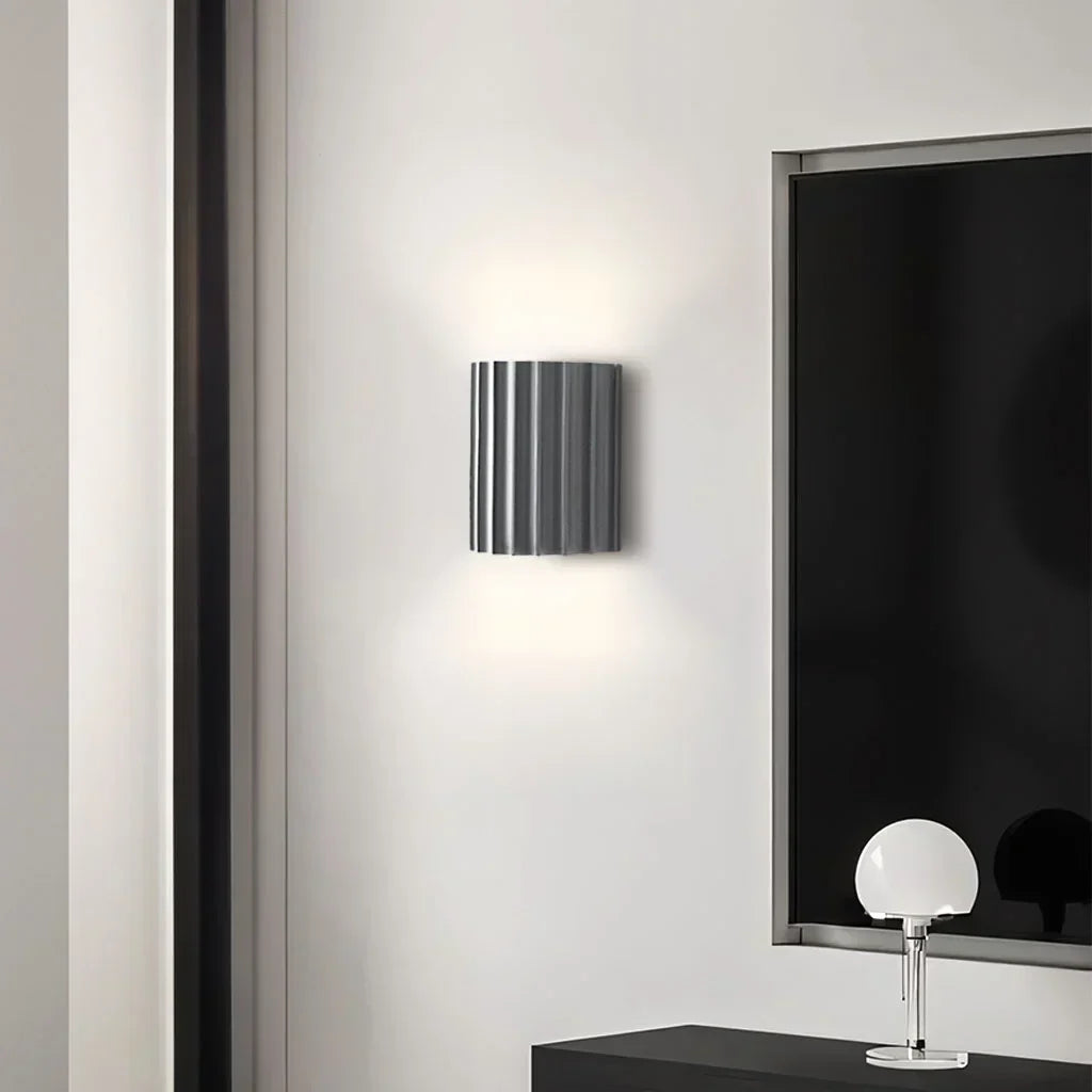 Wall Light Ribbed Resin Flat-Mount Design