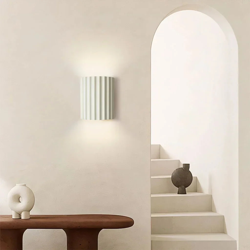 Wall Light Ribbed Resin Flat-Mount Design