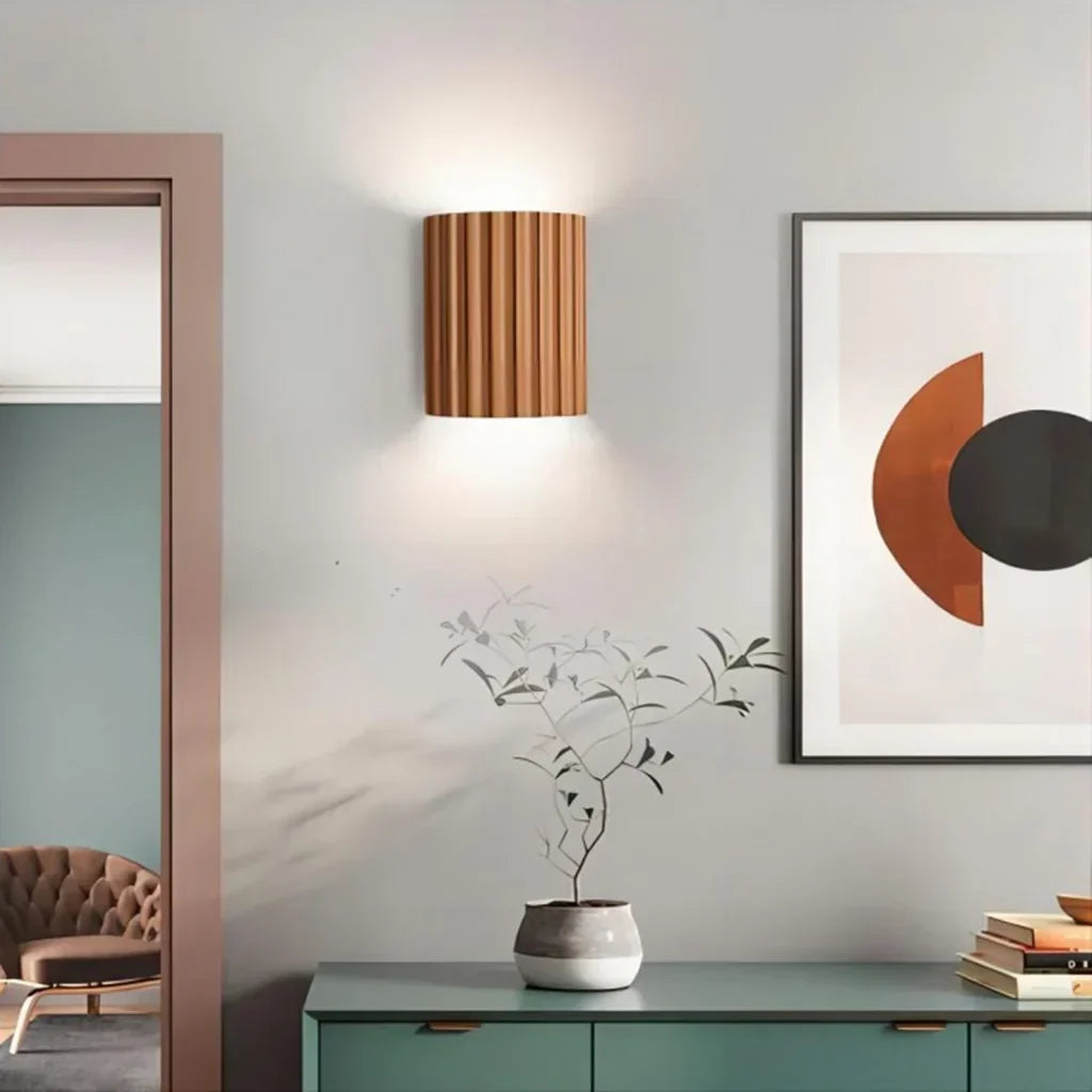 Wall Light Ribbed Resin Flat-Mount Design