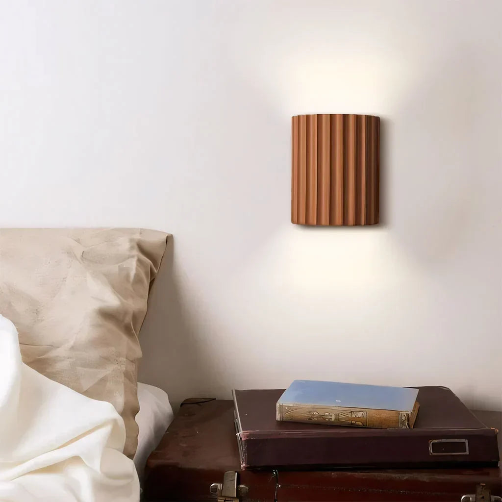 Wall Light Ribbed Resin Flat-Mount Design