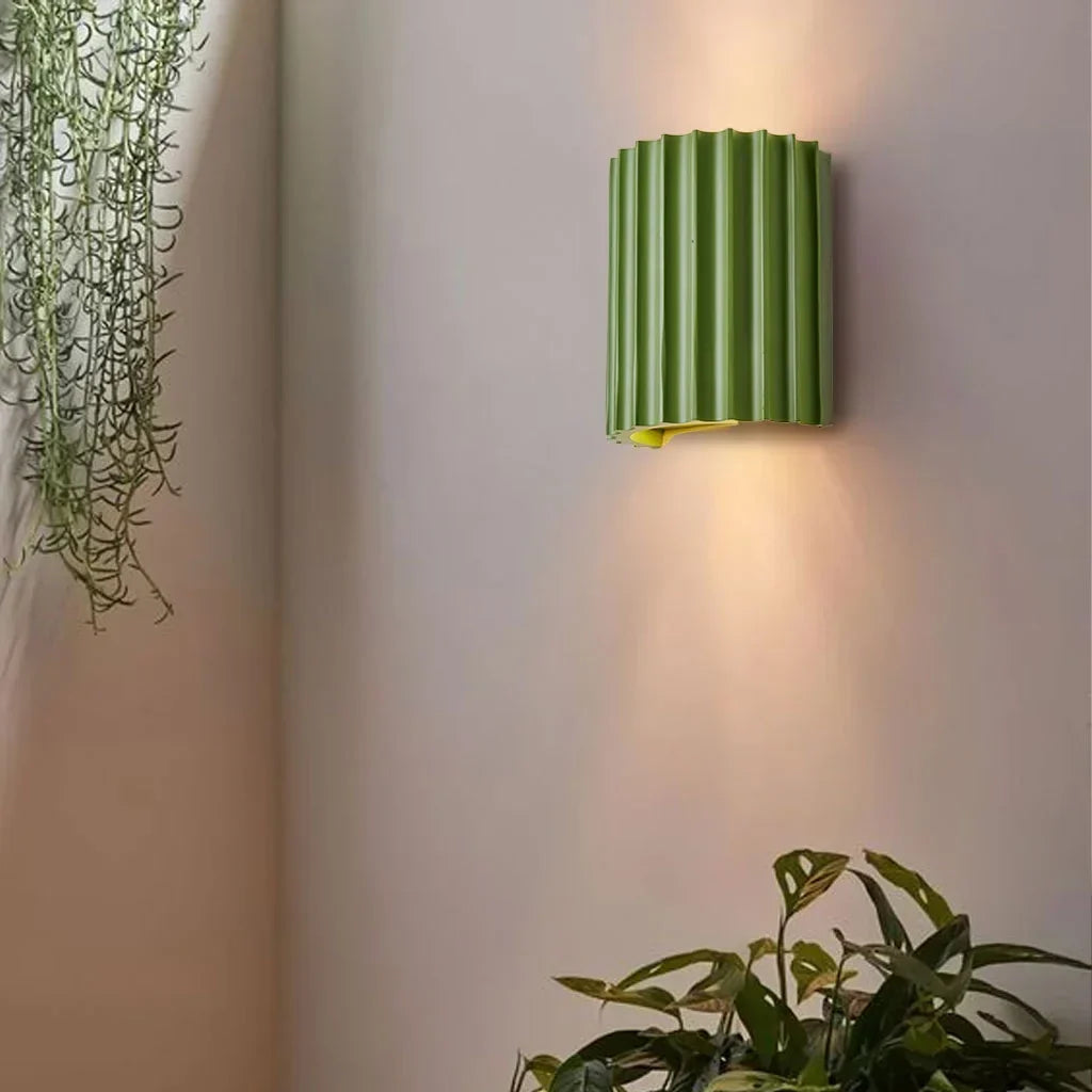 Wall Light Ribbed Resin Flat-Mount Design