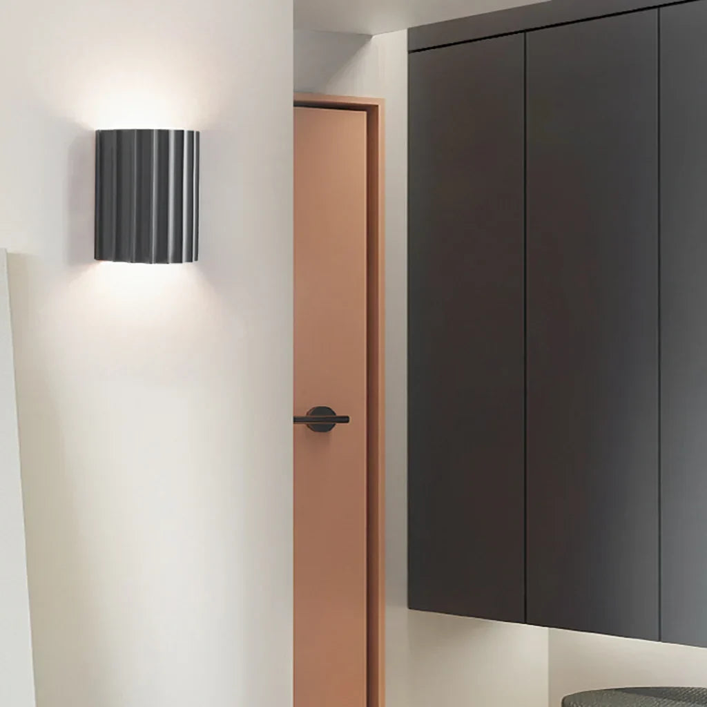 Wall Light Ribbed Resin Flat-Mount Design