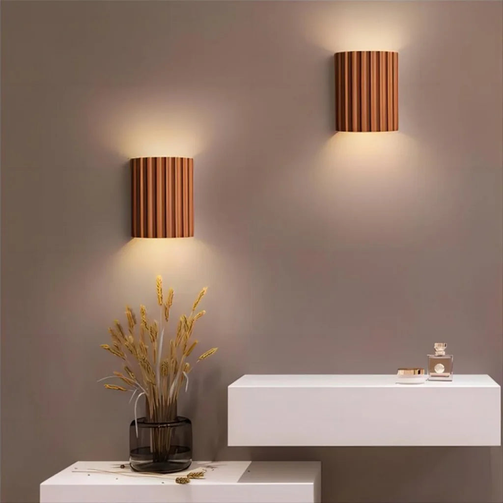 Wall Light Ribbed Resin Flat-Mount Design