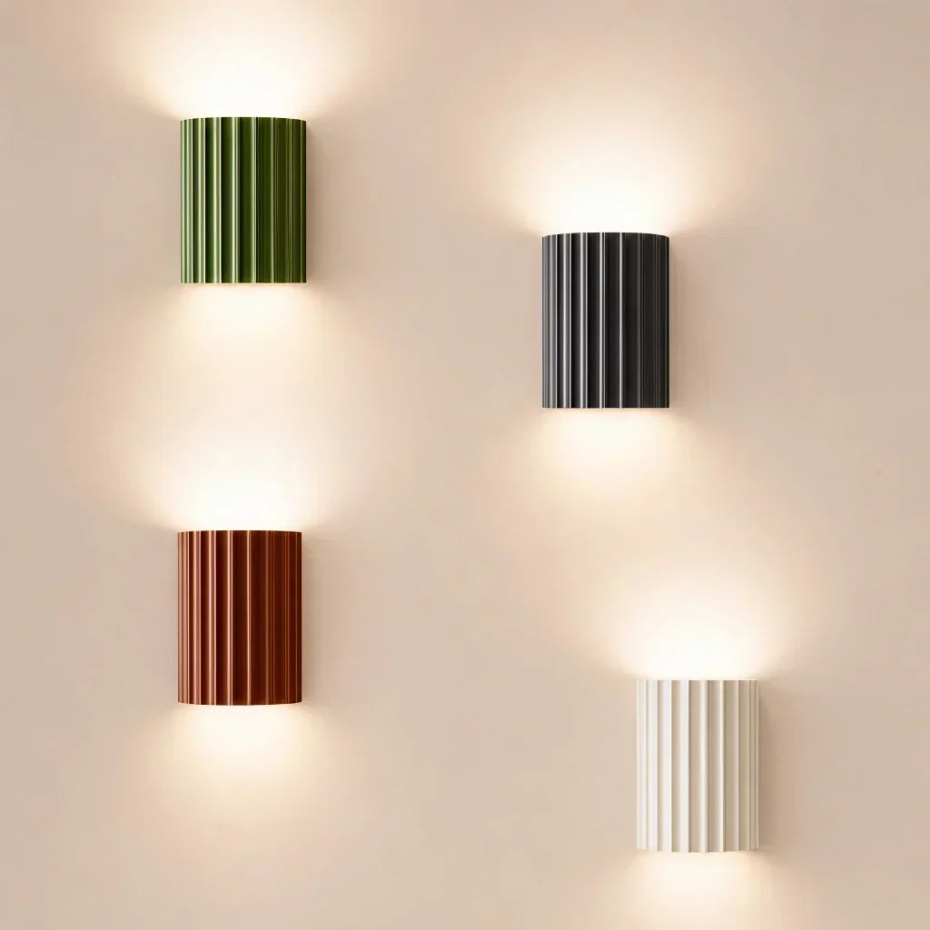 Wall Light Ribbed Resin Flat-Mount Design