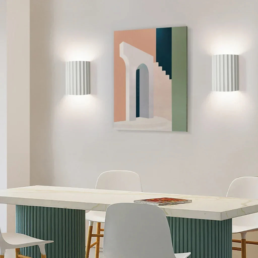 Wall Light Ribbed Resin Flat-Mount Design