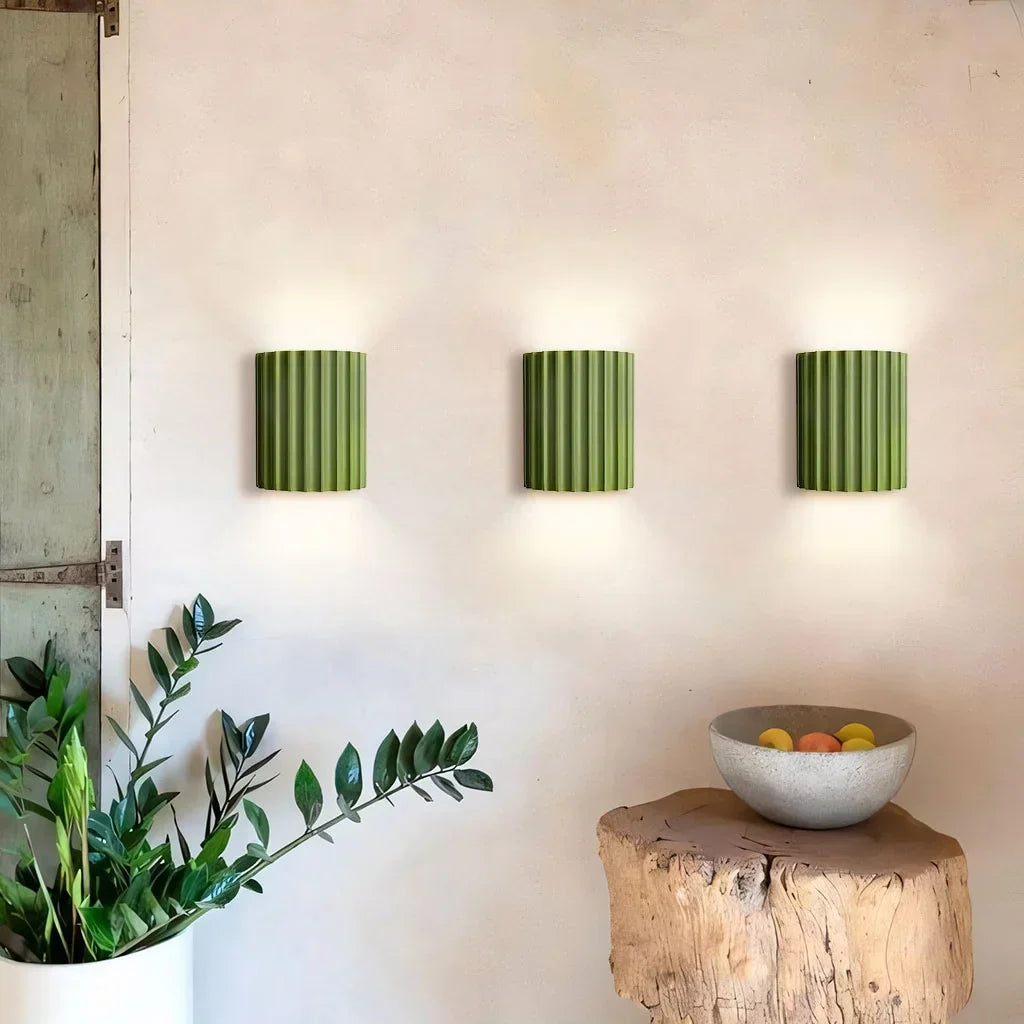 Wall Light Ribbed Resin Flat-Mount Design