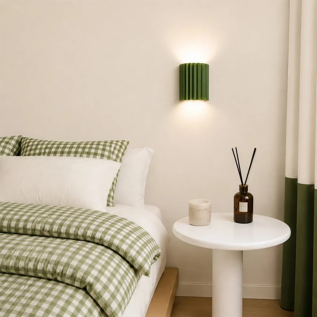 Wall Light Ribbed Resin Flat-Mount Design