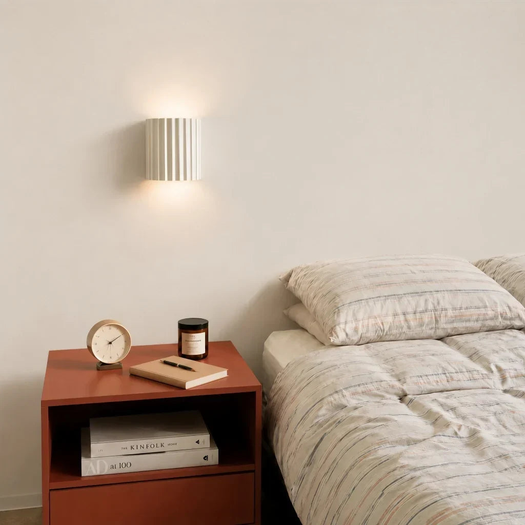 Wall Light Ribbed Resin Flat-Mount Design