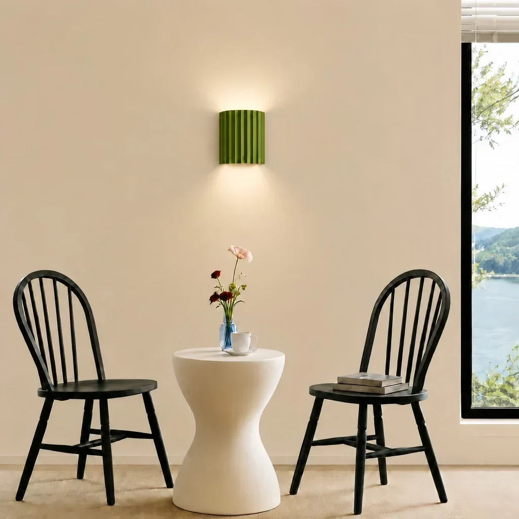 Wall Light Ribbed Resin Flat-Mount Design