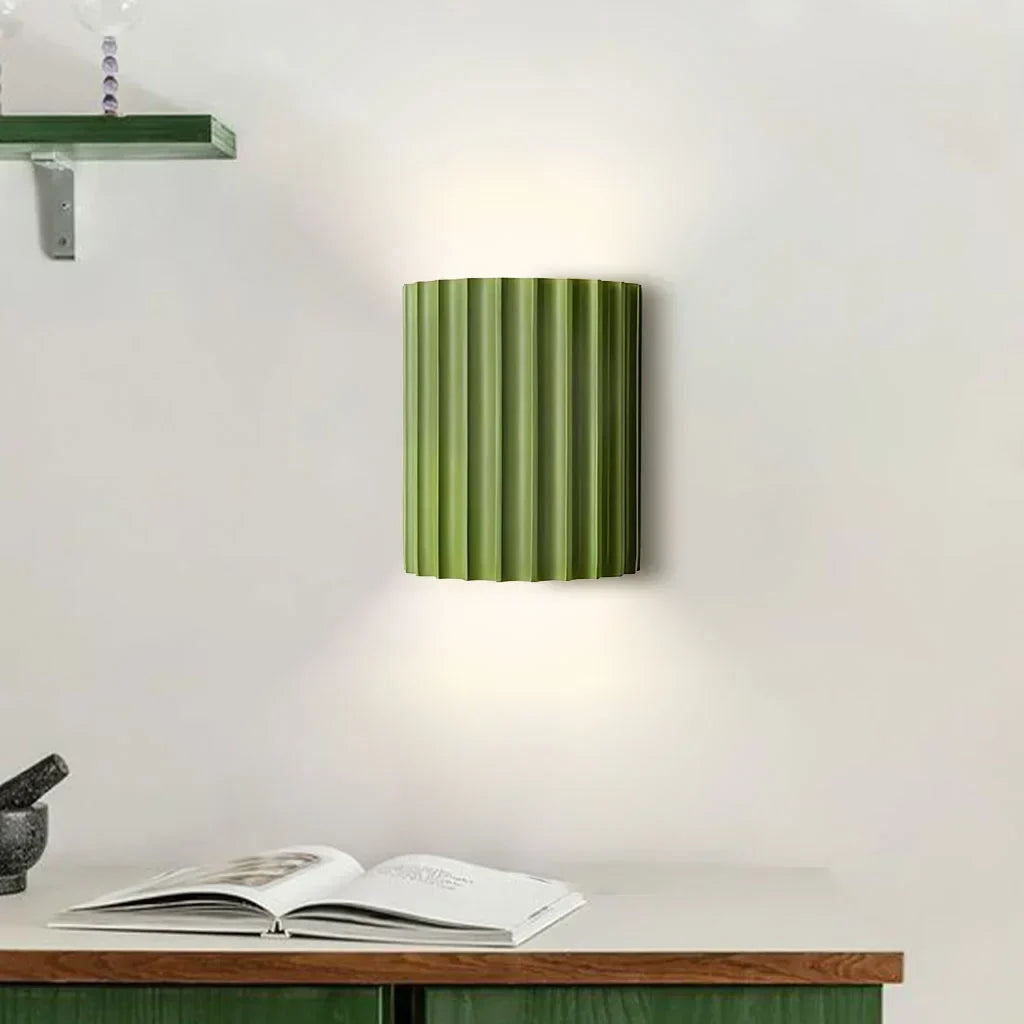 Wall Light Ribbed Resin Flat-Mount Design