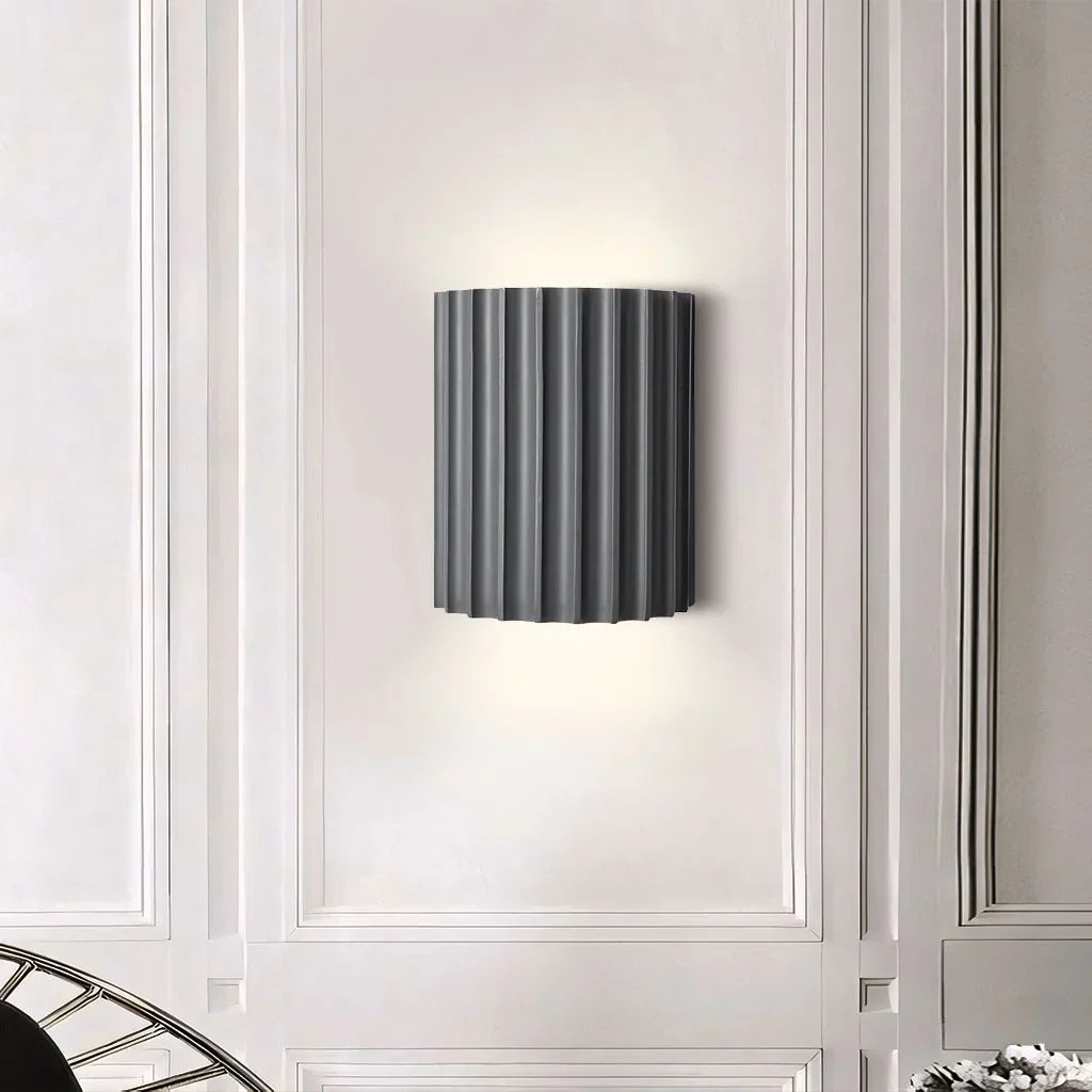 Wall Light Ribbed Resin Flat-Mount Design
