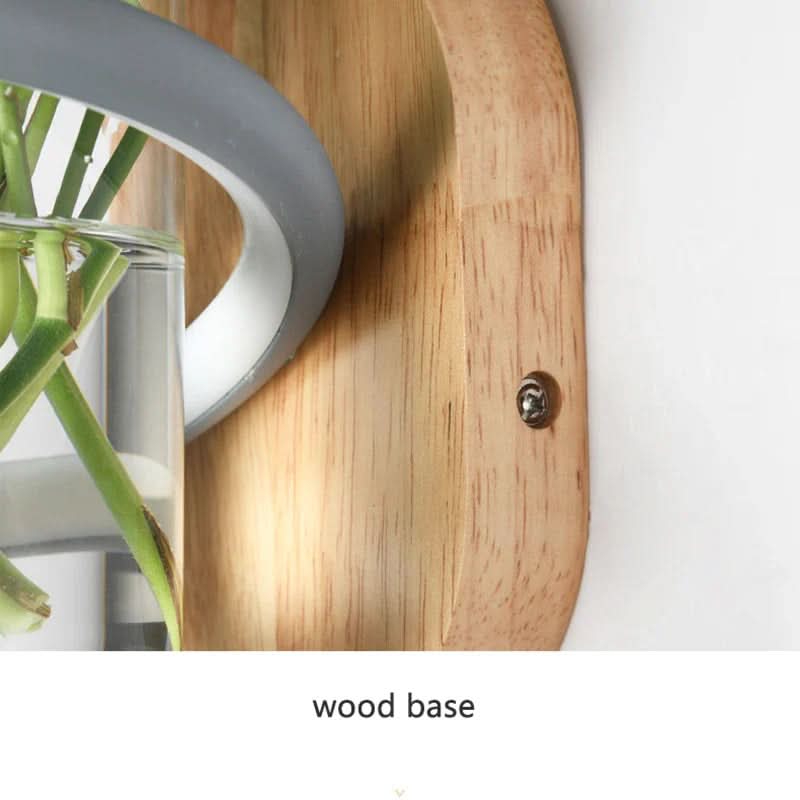 Wall Light Solid Wood Built-In LED Glass Vase Holder