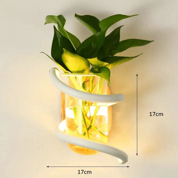 Wall Light Solid Wood Built-In LED Glass Vase Holder