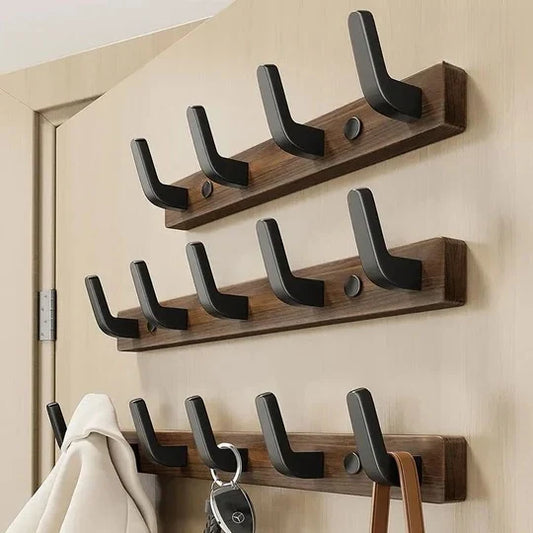 Wall-Mounted Coat Rack Space-Saving 3 Hooks Screw-Mounted