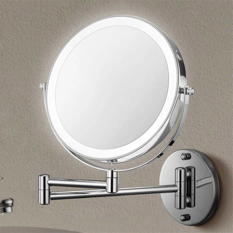 Wall-Mounted Shaving Mirror 360° Swivel Rechargeable LED