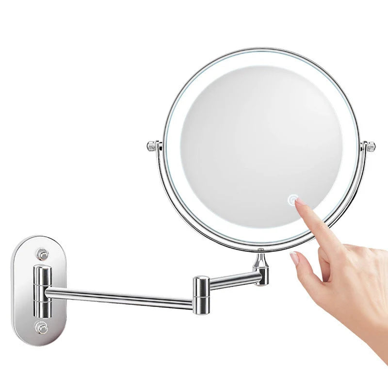 Wall-Mounted Shaving Mirror 360° Swivel Rechargeable LED