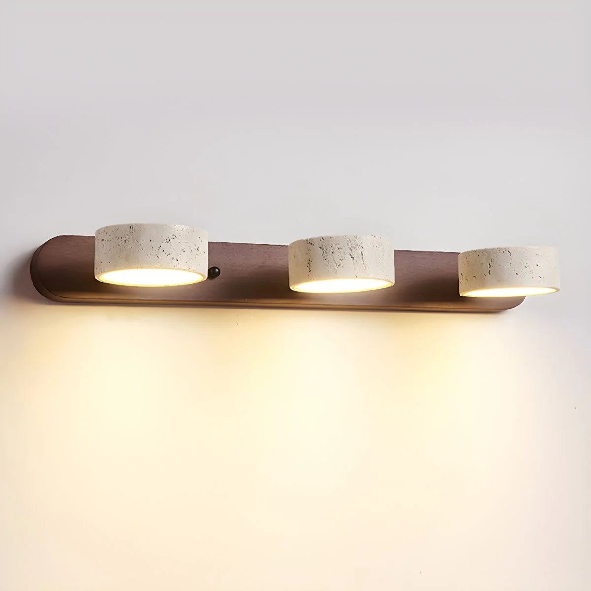 Wall Sconce Travertine Stone & Wood Integrated LED Panels
