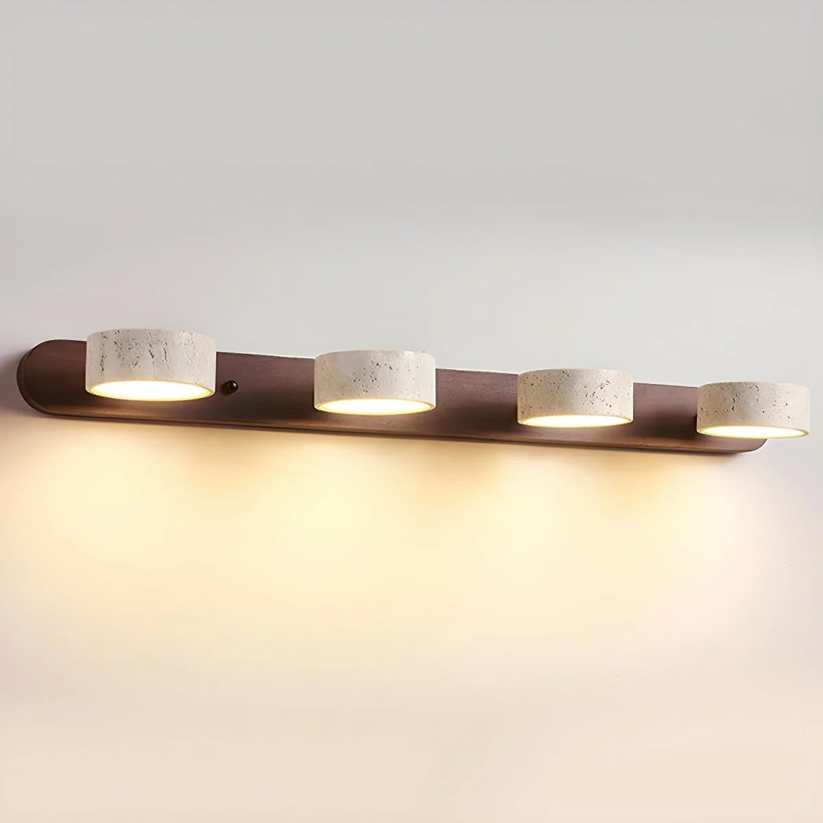 Wall Sconce Travertine Stone & Wood Integrated LED Panels